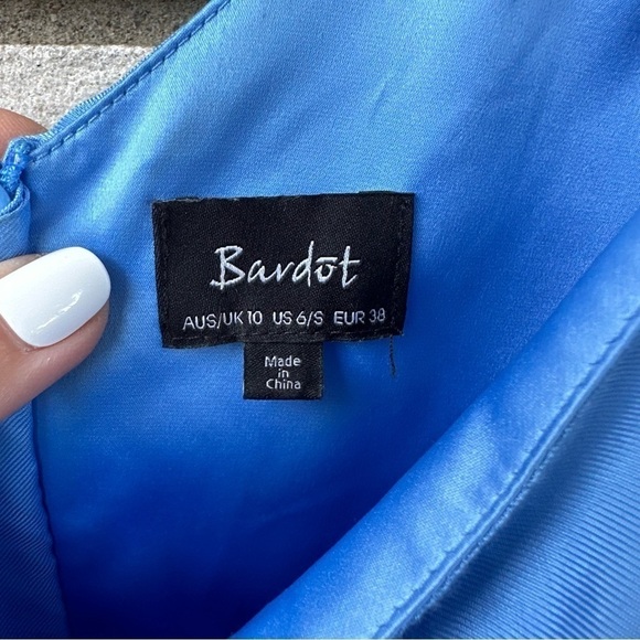 Bardot Lucia One Shoulder Frill Dress Blue - Picture 6 of 13